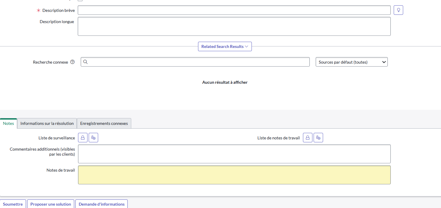 Zones de texte du ticket